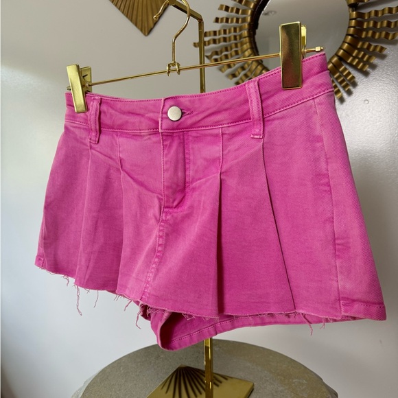 ANWND - Pink Pleated Denim Mini Skort - Picture 3 of 5